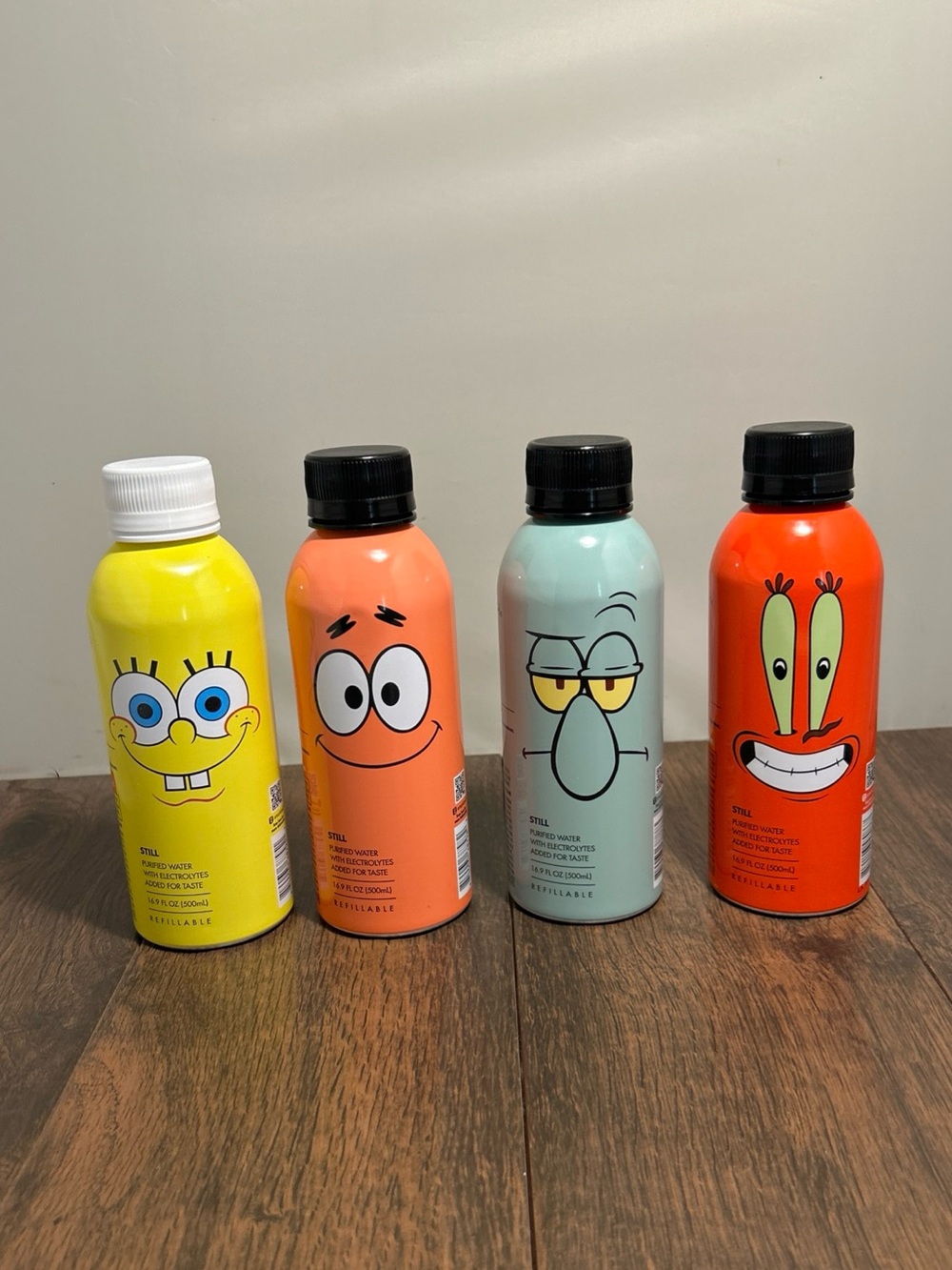 Set of 4 SpongeBob Path Water Special Edition Refillable Bottles New Rare New